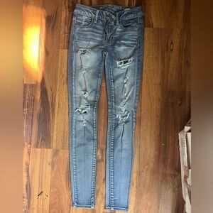 American Eagle Outfitters Distressed Blue Jeggings